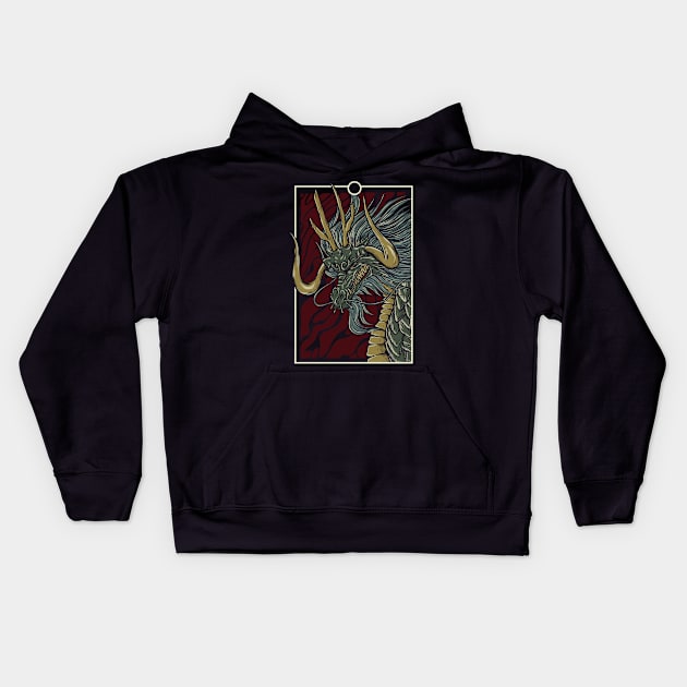 Mythical Beast Dragon Pirate Kids Hoodie by petterart